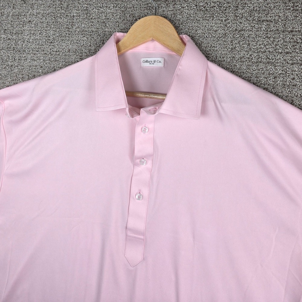 Collars & Co Mens‎ Pink Dress Collar Polo Shirt XXLT 2XL Tall Golf Short Sleeve